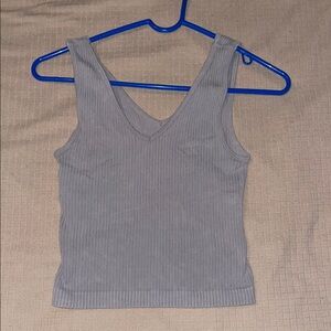 Gray Ribbed Women's Tank Top